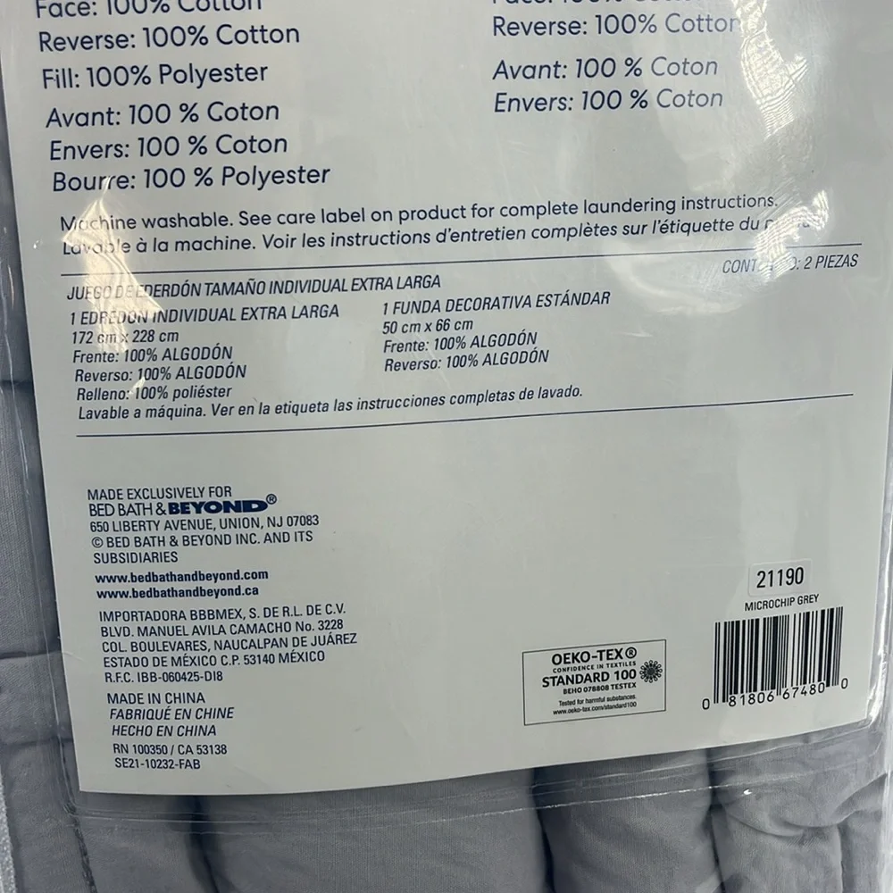 SIMPLY ESSENTIAL Garment Washed Comforter Set Twin XL Microchip Grey